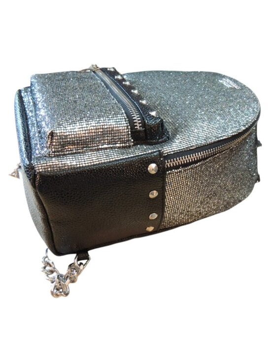 Victoria Secret NEW Sparkly Glitter Black Silver Compact Mini Backpack main image 9